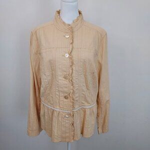 J. Jill Button Down Mandarin Collar Pastel Yellow Button Down Jacket Size Large